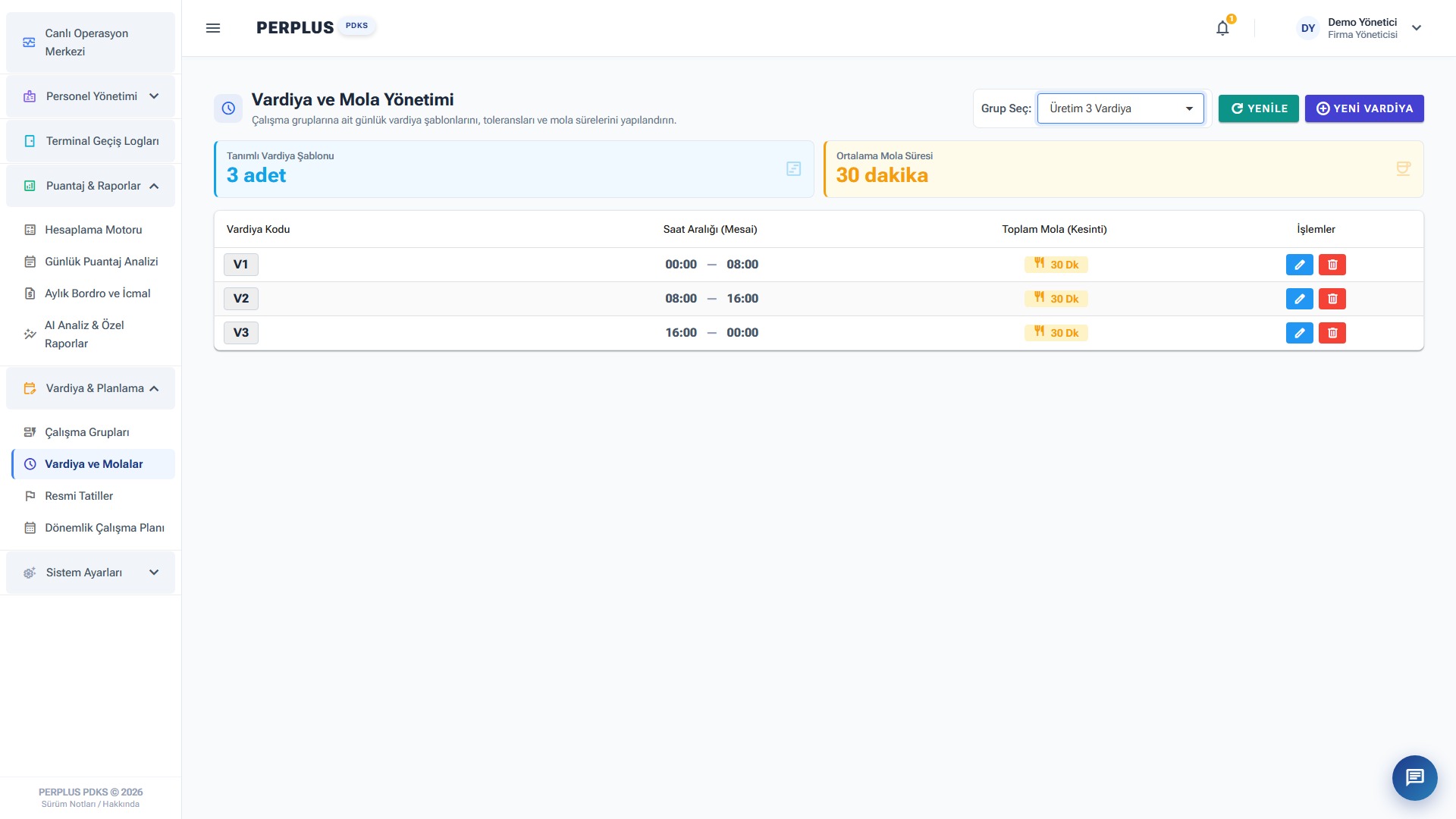Vardiya ve Mola Yönetimi
